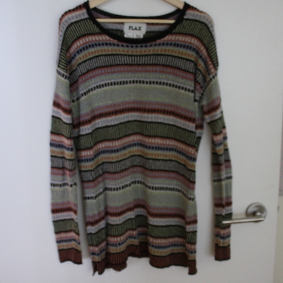 Vtg 90s cotton blend colorful pastel blk knit swea - Picture 6 of 7